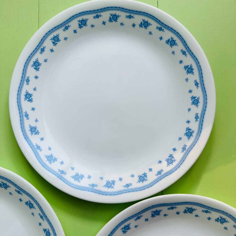 Vintage Corelle Salad Plates Set, Morning Blue Corelle, Vintage Dishes Plates - Picture 4 of 7